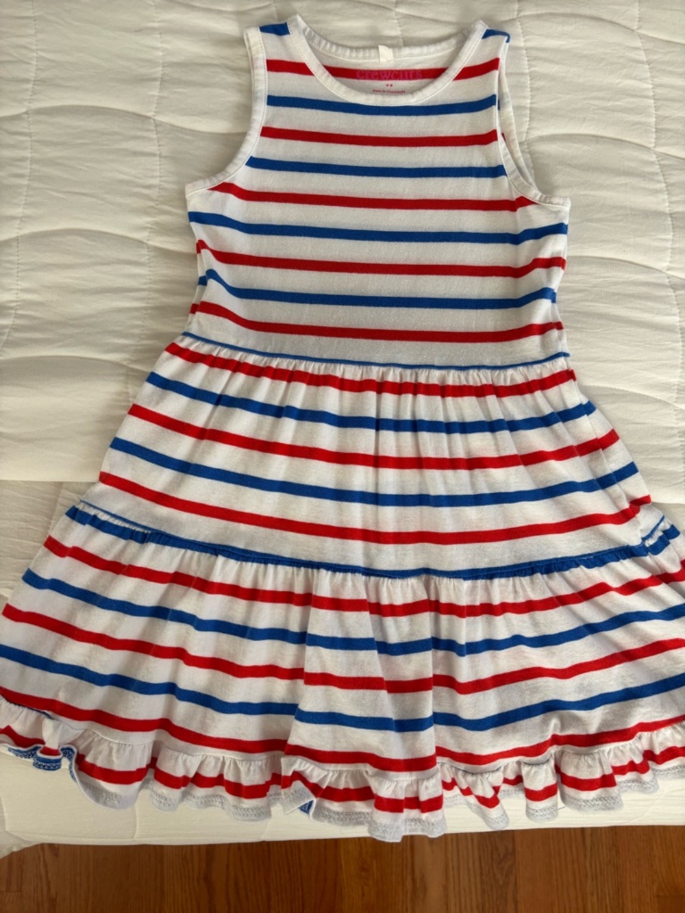 Crewcuts White Tank Top with Red & Blue Stripes